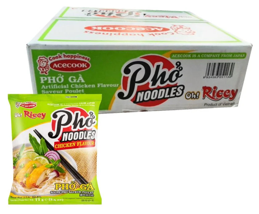 Acecook Oh! Ricey Instant Rice Noodles Chicken Flavour 70G (Case of 24)