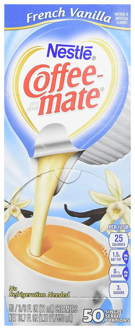 Coffee Mate French Vanilla Liquid Coffee Creamer 0.375Oz X 50 (Case of 4)