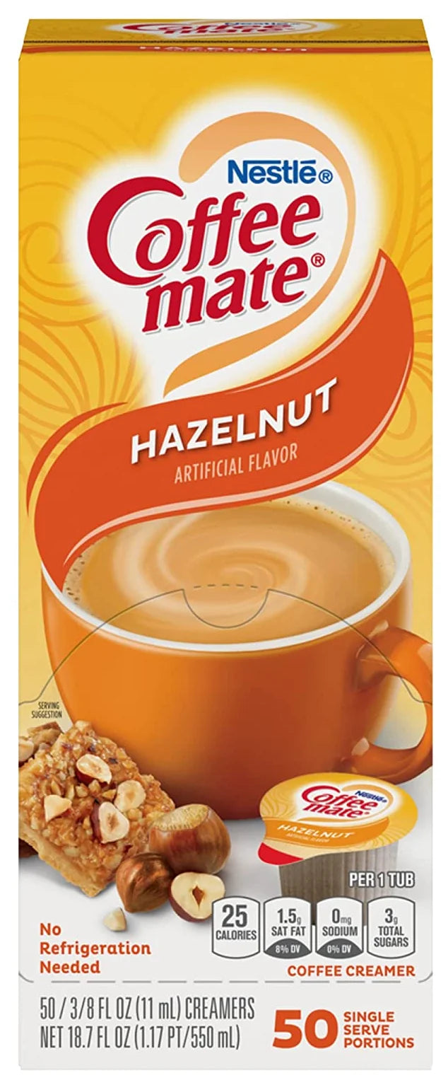Coffee Mate Hazelnut Liquid Coffee Creamer 0.375Oz X 50 (Case of 4)