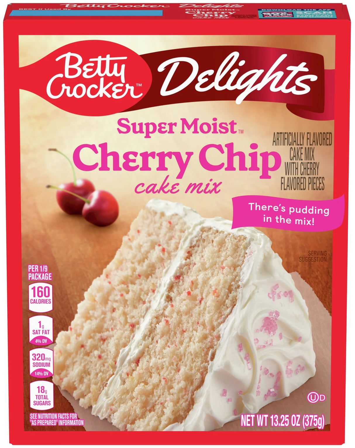 Betty Crocker Delights Super Moist Cake Mix Cherry Chip 13.25 Oz (Case of 12)