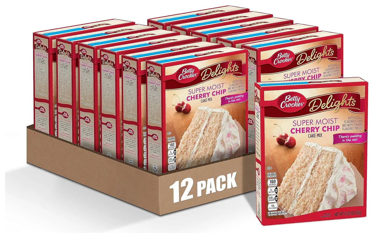 Betty Crocker Delights Super Moist Cake Mix Cherry Chip 13.25 Oz (Case of 12)