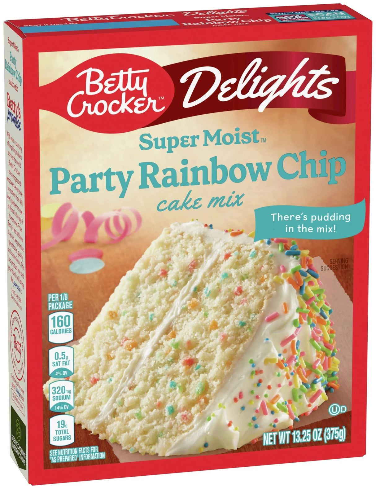 Betty Crocker Delights Super Moist Cake Mix Party Rainbow Chip 13.25 Oz (Case of 12)