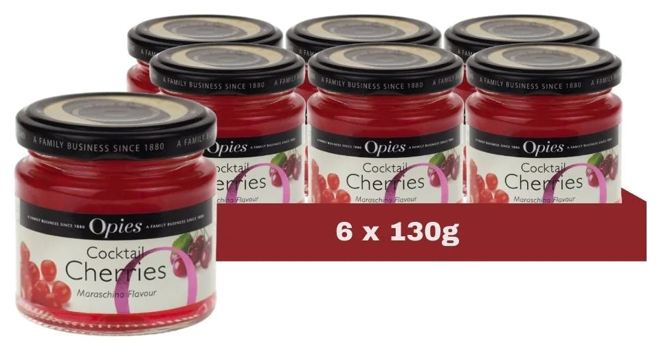 Opies Red Marachino Cocktail Cherries 130G (Case of 6)
