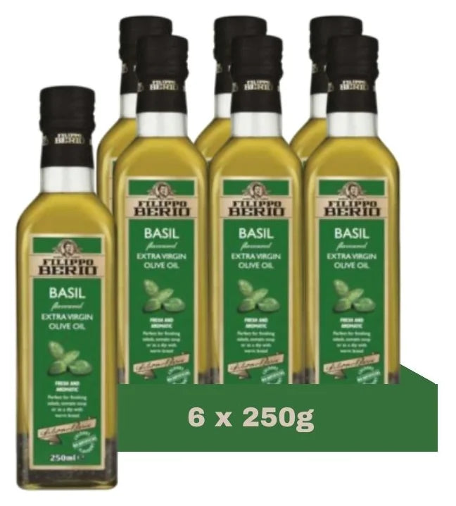 Filippo Berio Basil Extra Virgin Olive Oil 250ML (Case of 6)