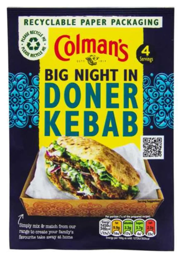 Colmans Doner Kebab Big Night Seasoning Mix 38G (Case of 12)