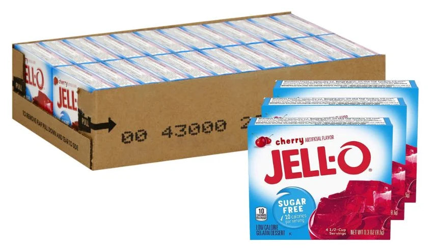 Jell-O Sugar Free Cherry Gelatin 0.3oz (Case of 24)