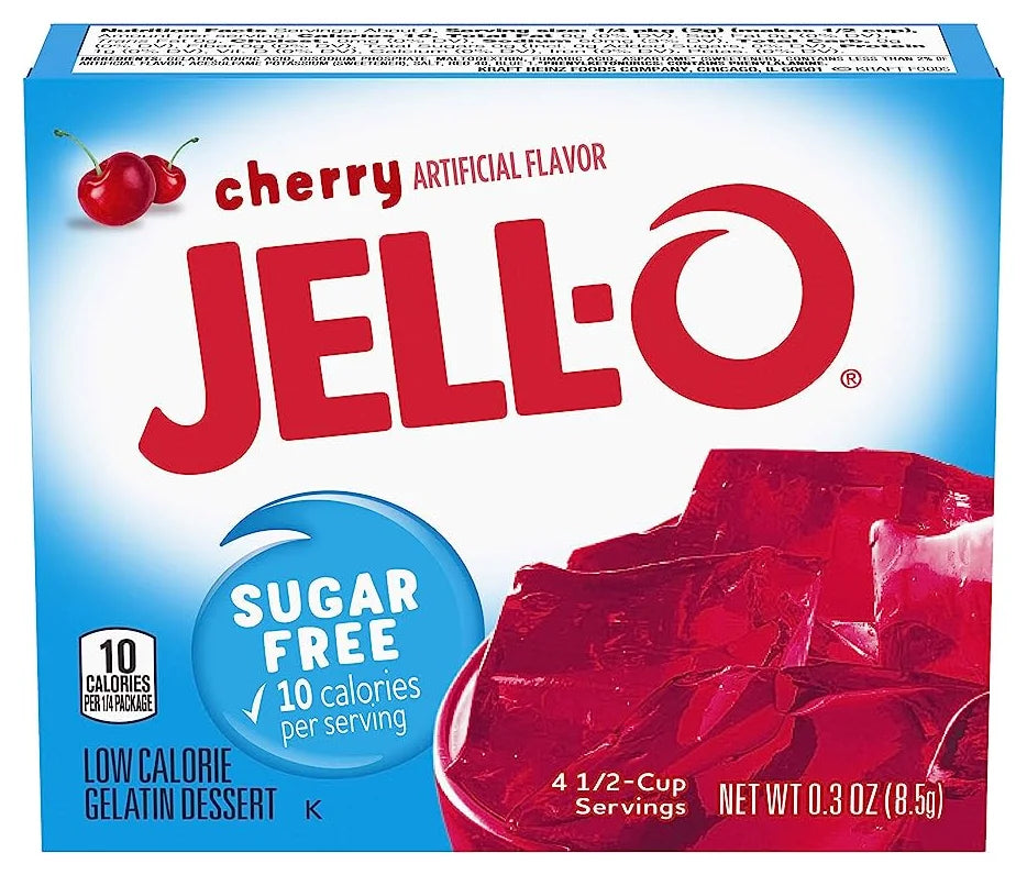 Jell-O Sugar Free Cherry Gelatin 0.3oz (Case of 24)