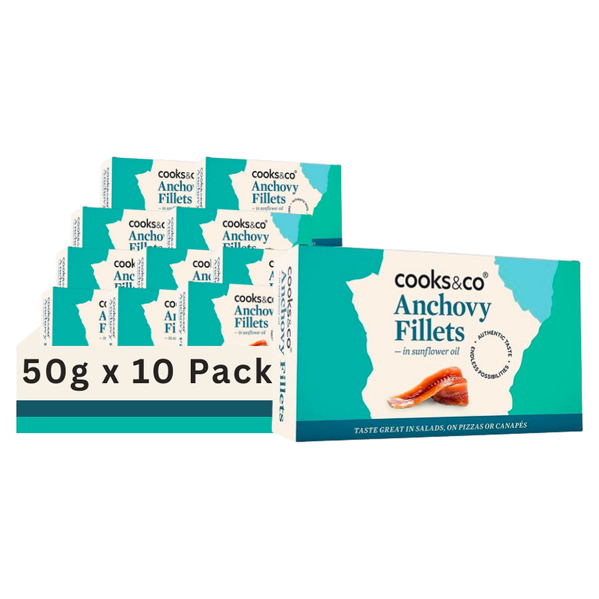 Cooks & Co Anchovy Fillets Sunflower Oil Tins 50G (Case of 10)