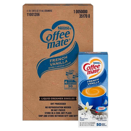 Coffee Mate French Vanilla Liquid Coffee Creamer 0.375Oz X 50 (Case of 4)