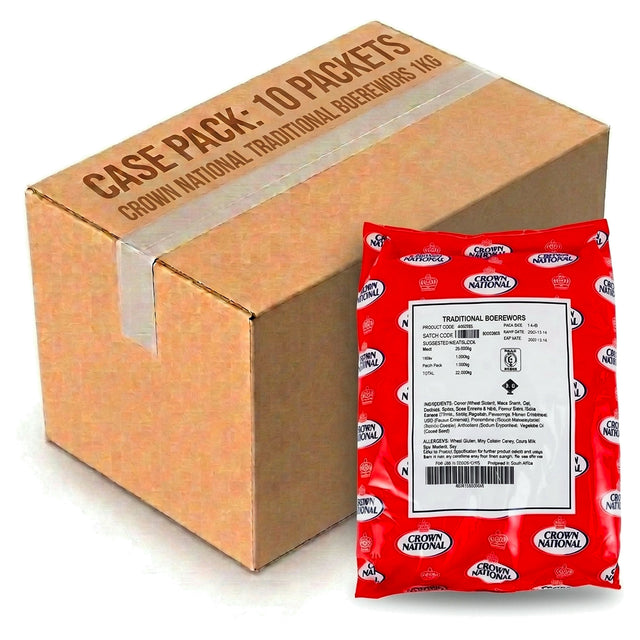 Crown National Traditional Boerewors 1KG (Case of 10)