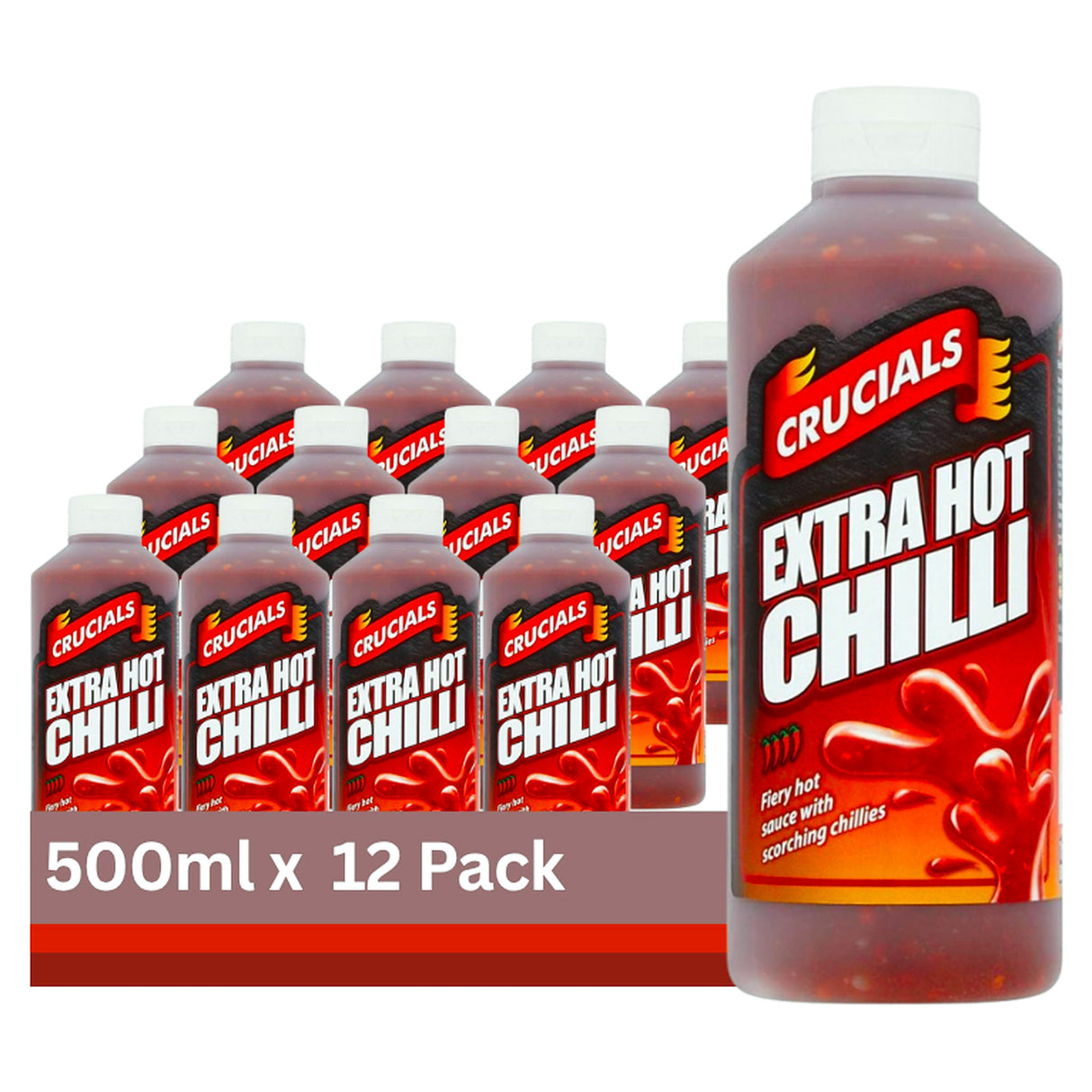 Crucials Extra Hot Chilli Squeezy Sauce 500Ml (Case of 12)