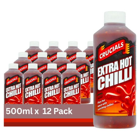 Crucials Extra Hot Chilli Squeezy Sauce 500Ml (Case of 12)