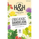 Heath & Heather Organic Dandelion Burdock & Hawthorn 20 Tea Bags