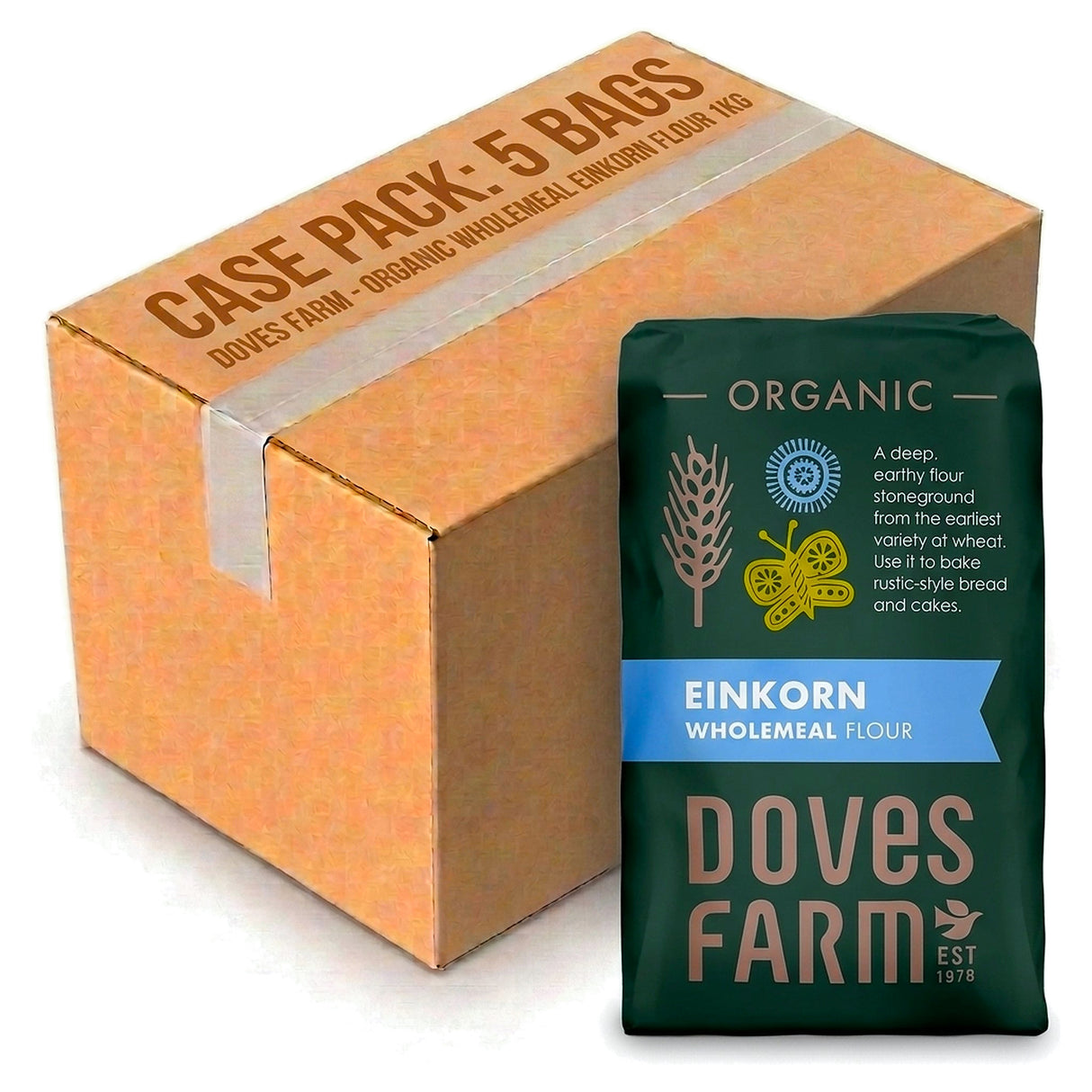 Doves Farm Organic Wholemeal Einkorn Flour 1KG (Case of 5)