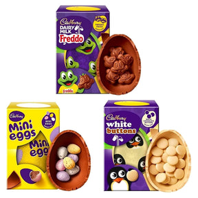 Easter Chocolate Bundle 2025 – Cadbury Mini Eggs 97g, Freddo 96g & White Buttons 98g