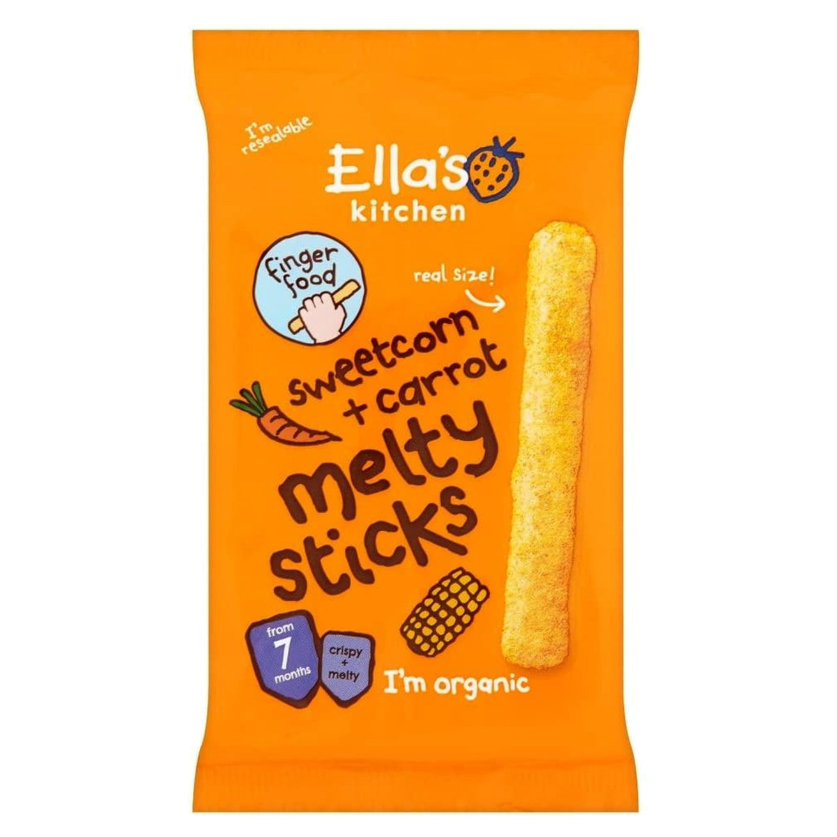 Ella'S Kitchen Sweetcorn & Carrot Melty Sticks 16G