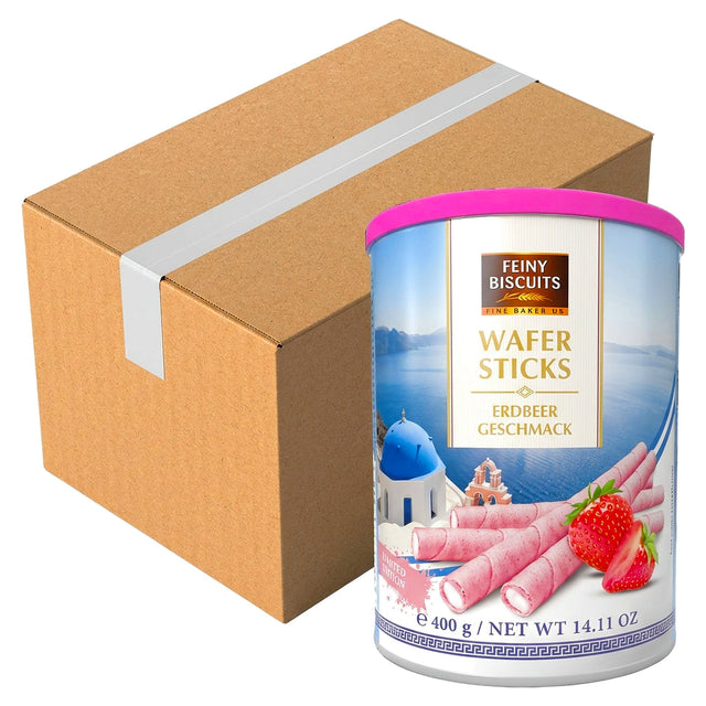 Feiny Biscuits Wafer Rolls With Strawberry Flavoured Cream 400G (Case of 12)