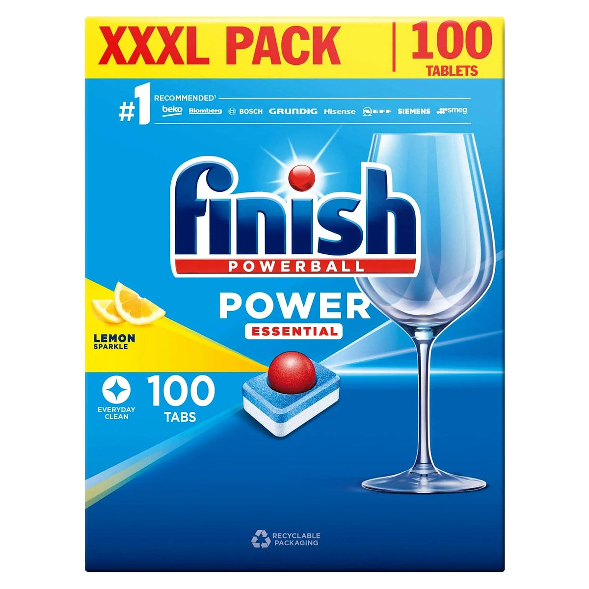 Finish Dishwasher Tabs Power Essential Lemon 100s