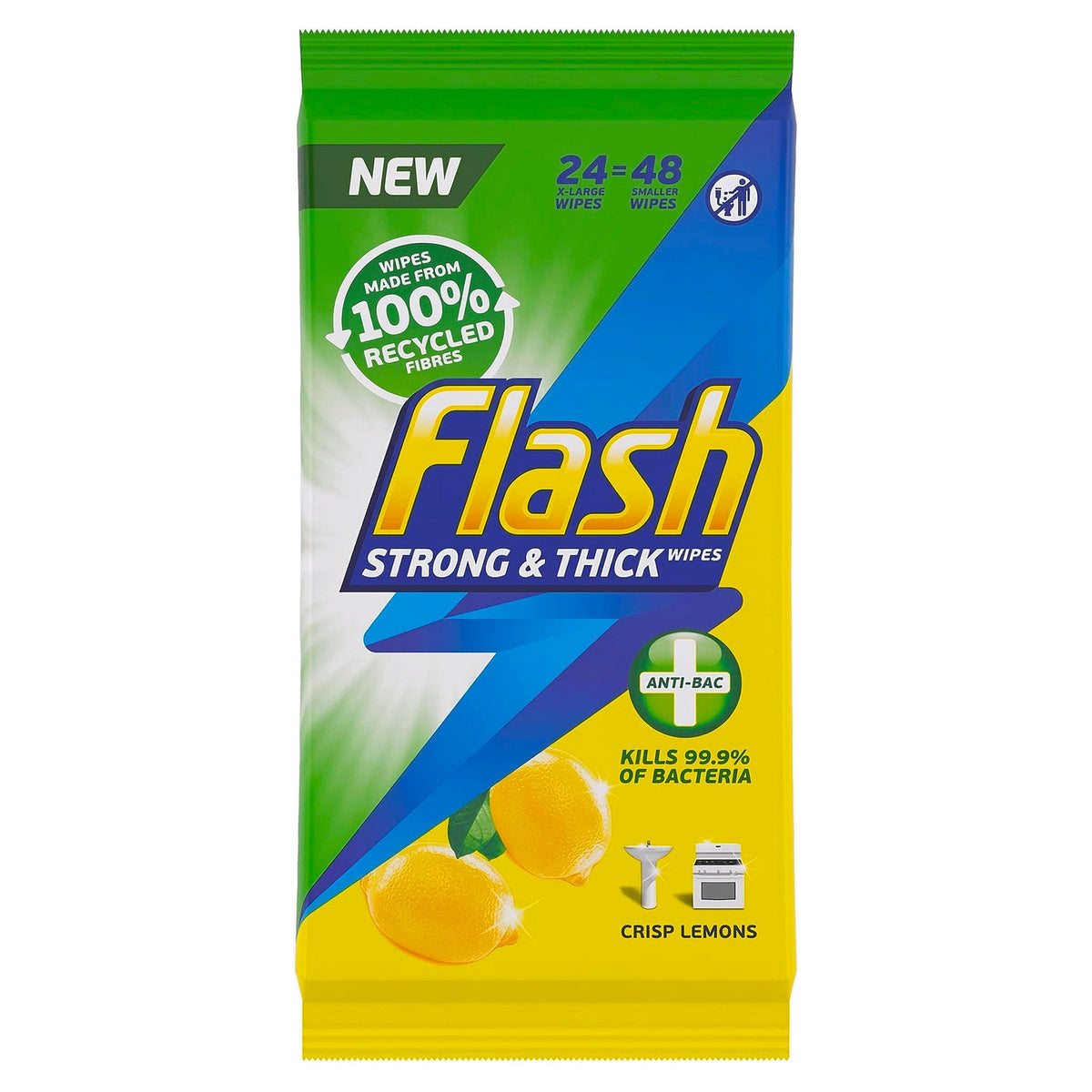 Flash Strong And Thick Anti-Bacterial Wipes 24S