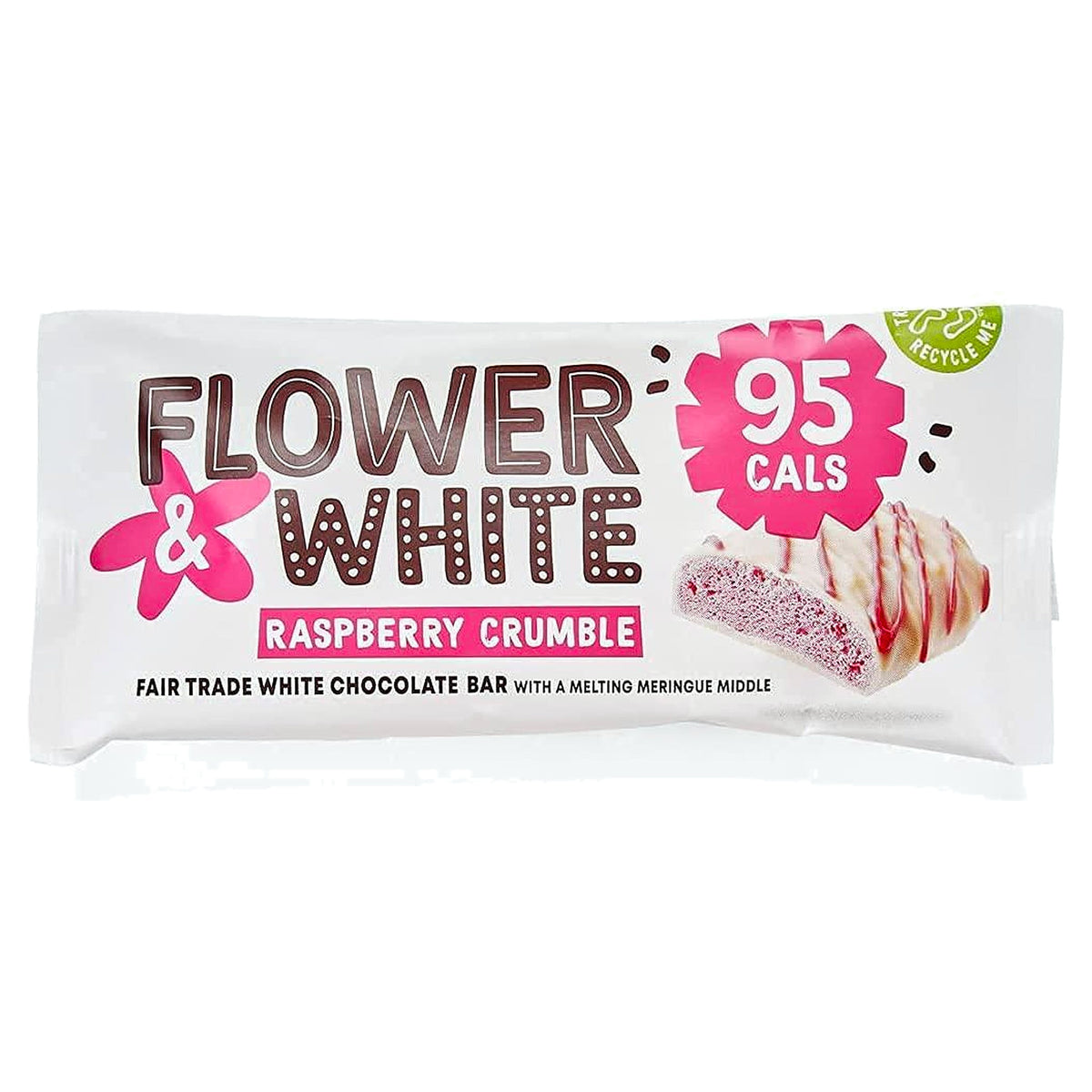 Flower & White Raspberry Crumble Belgian Milk Chocolate Meringue Bar 20G
