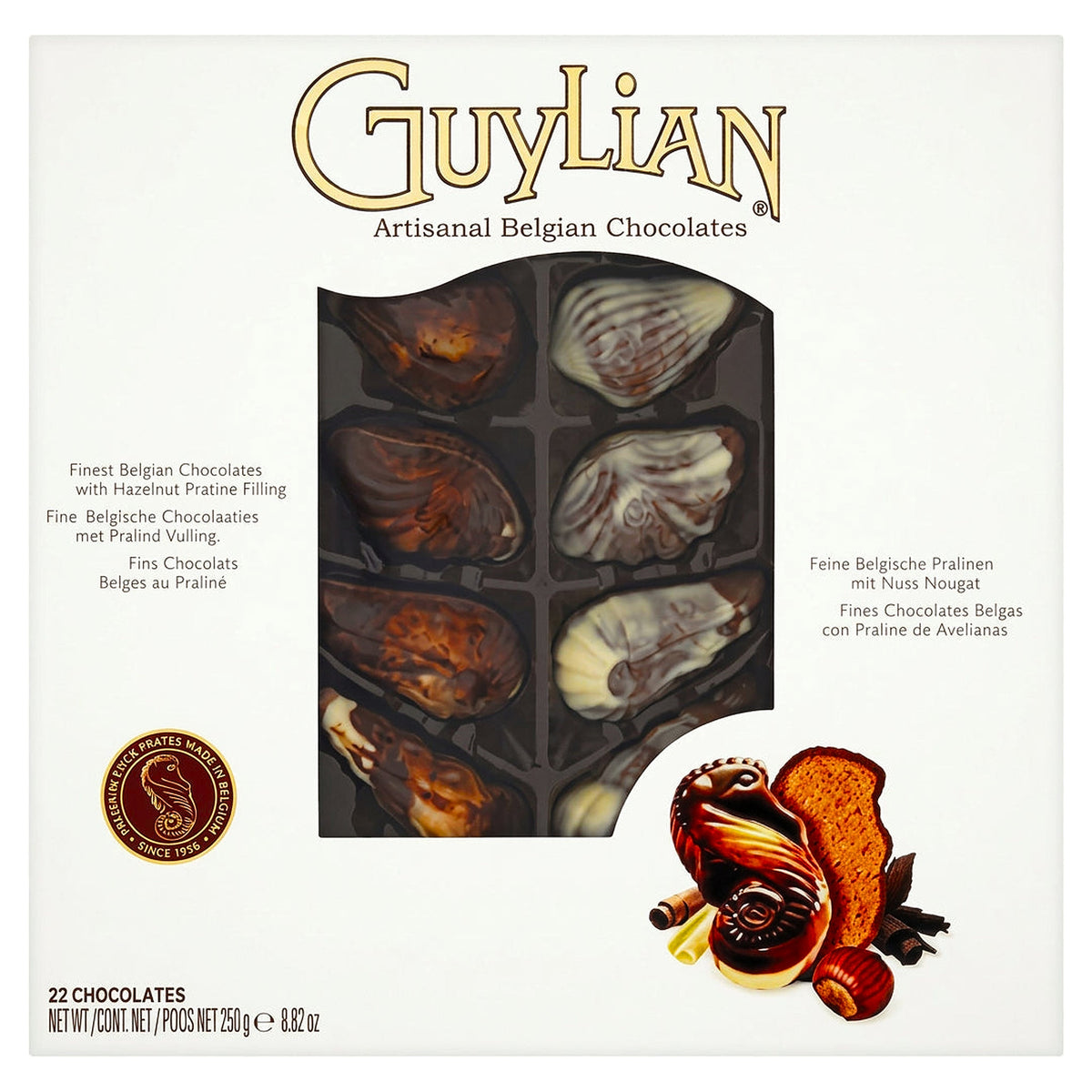 Guylian Chocolate Sea Shells In Gold Wrapped Ballotin 250G