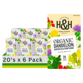 Heath & Heather Organic Dandelion Burdock & Hawthorn 20 Tea Bags (Case of 6)