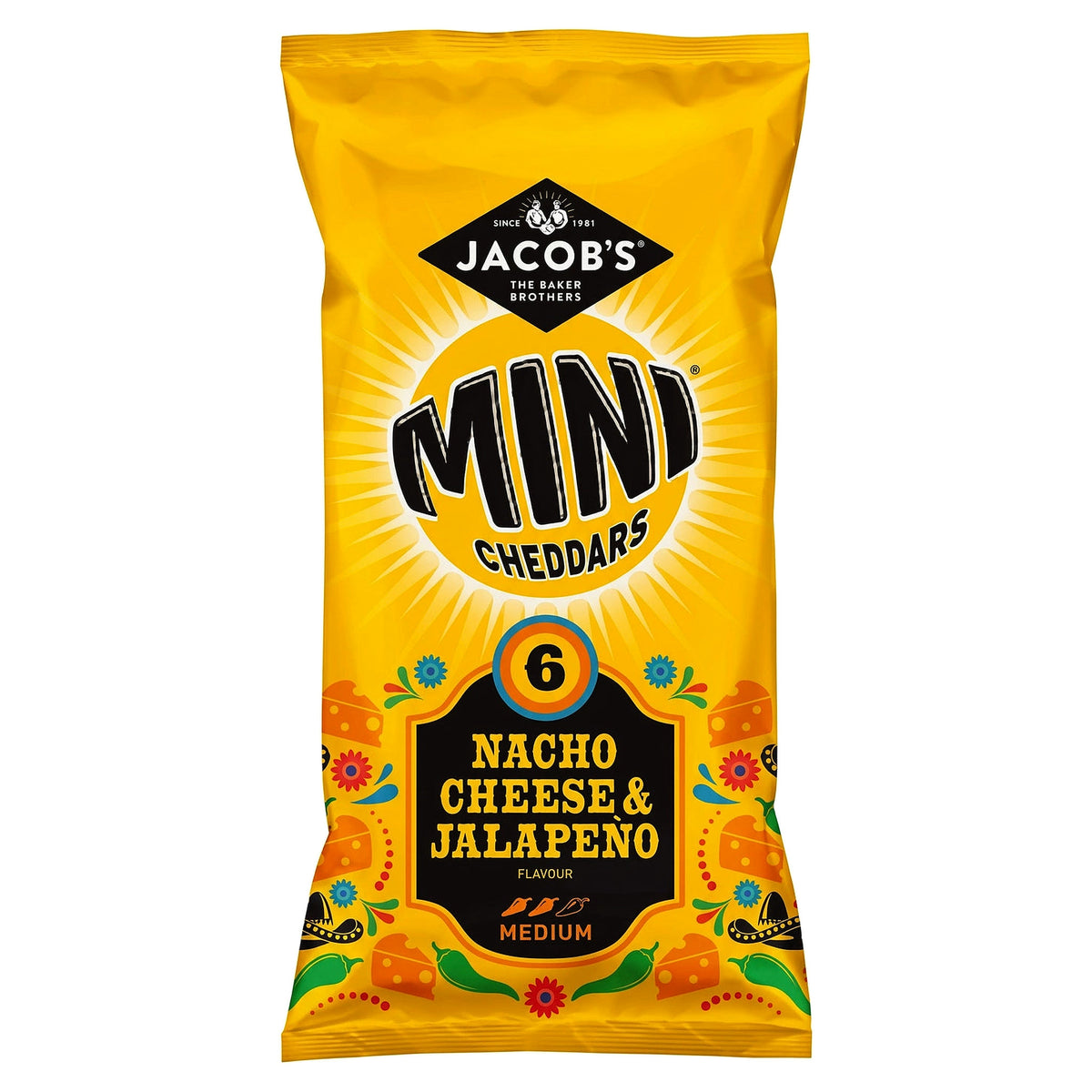 Jacobs Mini Cheddars Nacho Cheese Jalapeno 6Pk