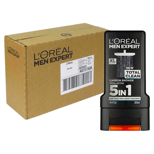 L'Oreal Men Expert 5in1 Total Clean Shower Gel 300ML (Case of 6)