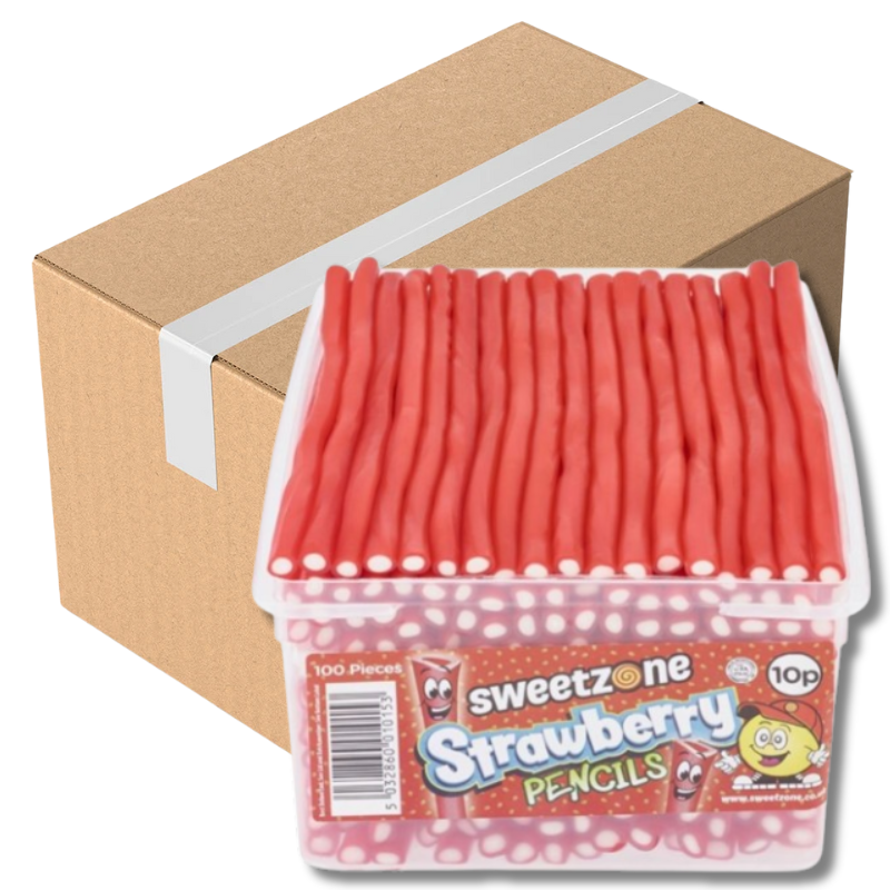 Sweetzone Strawberry Pencils 1.1KG Tub | Halal Pick & Mix Sweets ...
