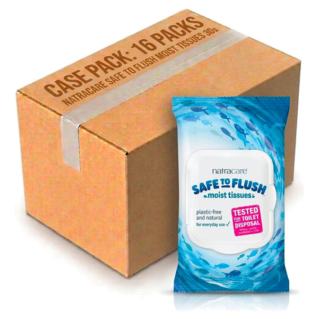 Natracare Safe To Flush Moist Tissues 30s (Case of 16)