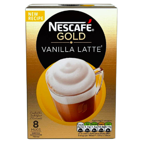 Nescafe Gold Vanilla Latte Instant Coffee, 8 Sachets