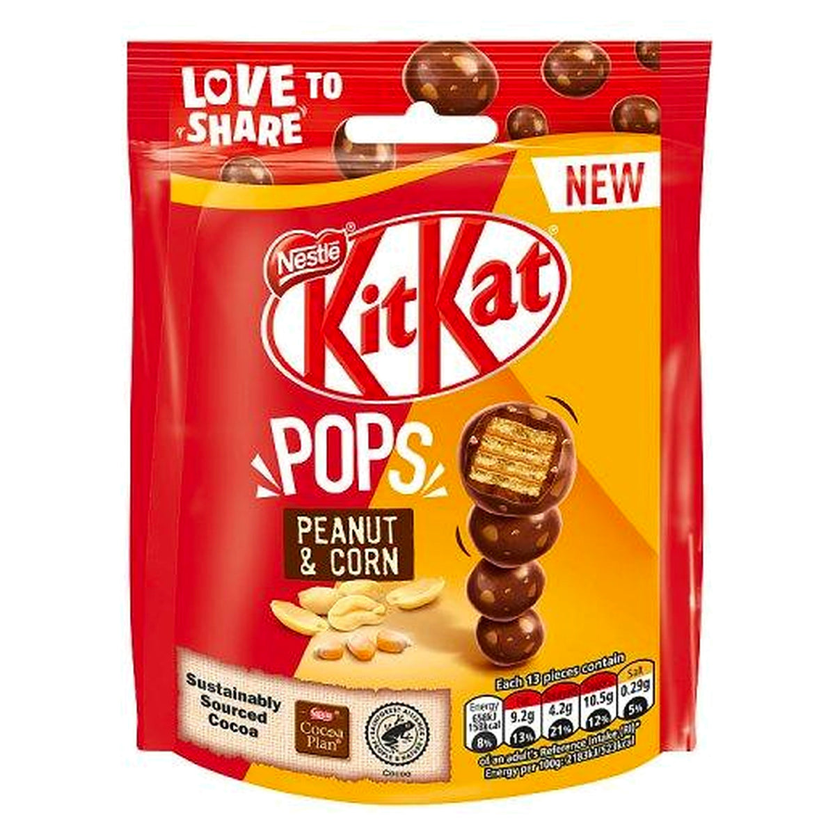 Nestle Kit Kat Pops Peanut & Corn Milk Chocolate Pouch 95G