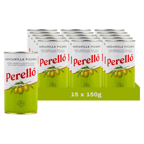 Perello Manzanilla Pitted Olives 150G (Case of 15)