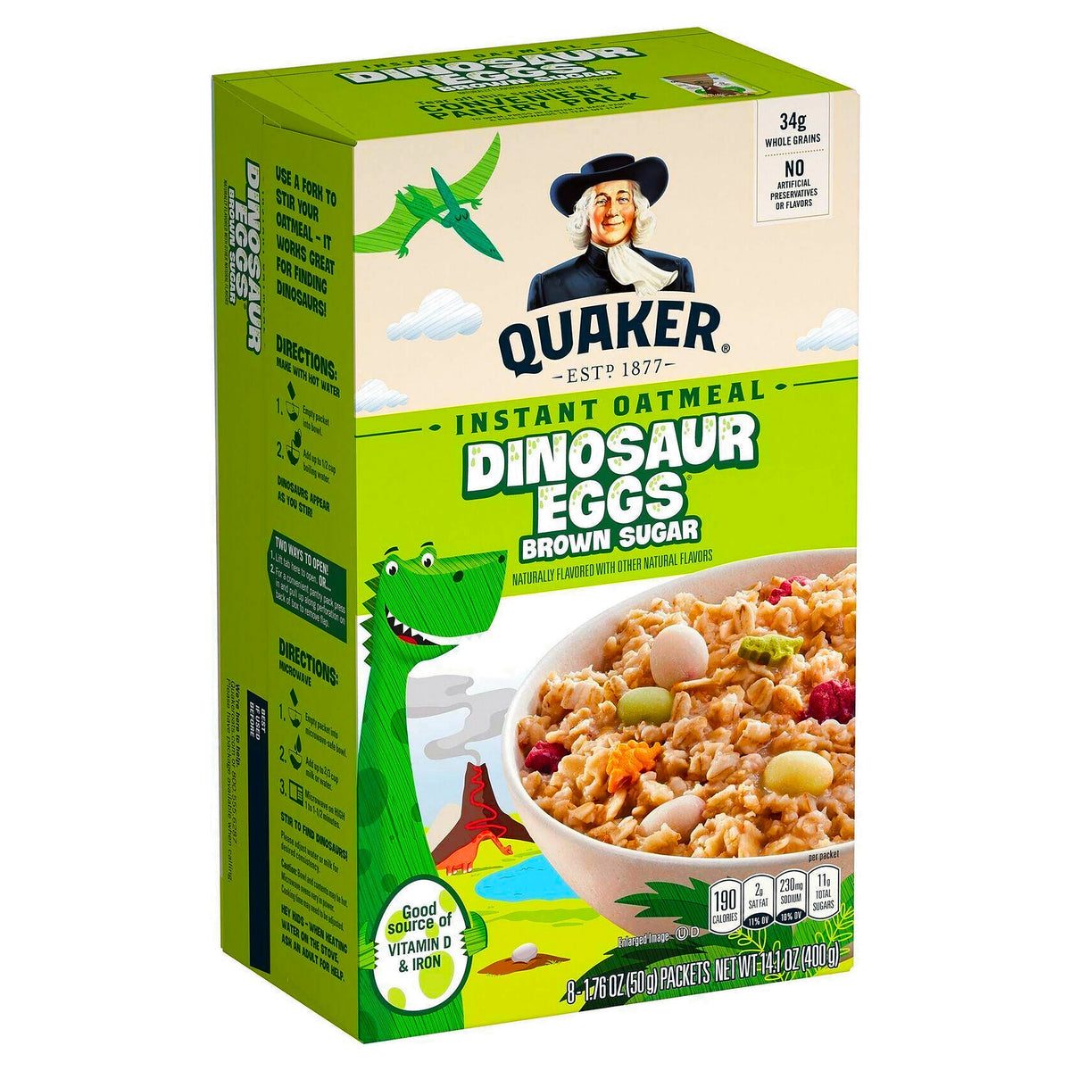 Quaker Instant Oatmeal Dinosaur Eggs Brown Sugar 14.1Oz (400G)