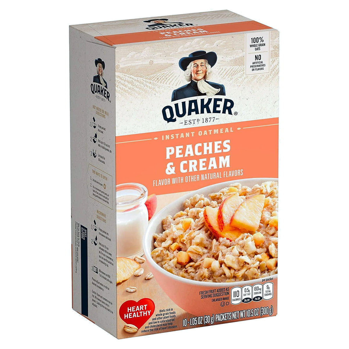 Quaker Instant Oatmeal Peaches & Cream 10.5Oz