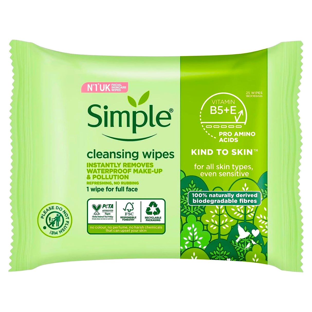 Simple Kind to Skin Facial Cleansing Wipes 25s