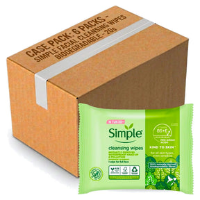 Simple Facial Cleansing Wipes Biodegradable 20s (Case of 6)