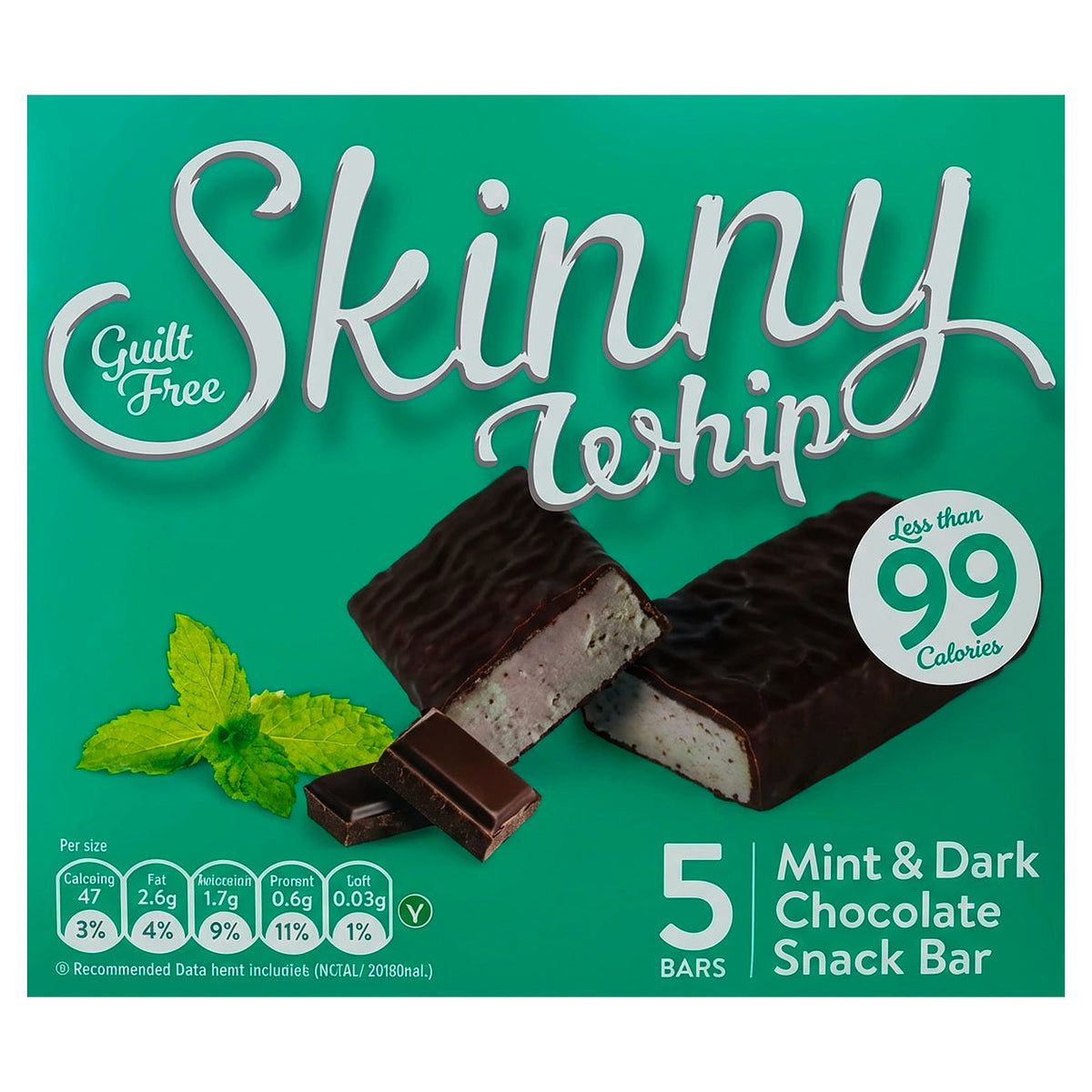 Skinny Whip Mint & Dark Chocolate Guilt Free Snack Bar 5X25G