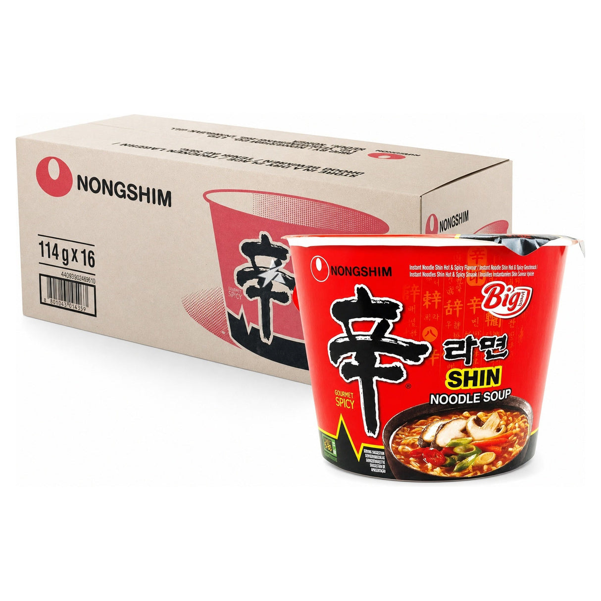 Nongshim Big Bowl Noodle (Shin) 114G (Case of 16)