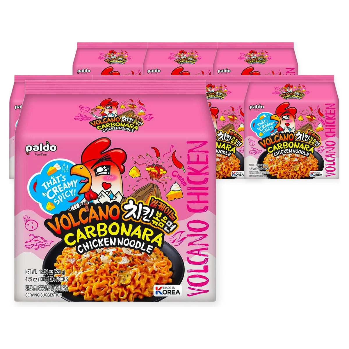 Paldo Volcano Carbonara Chicken Noodle 130G (Case of 8) – case pack