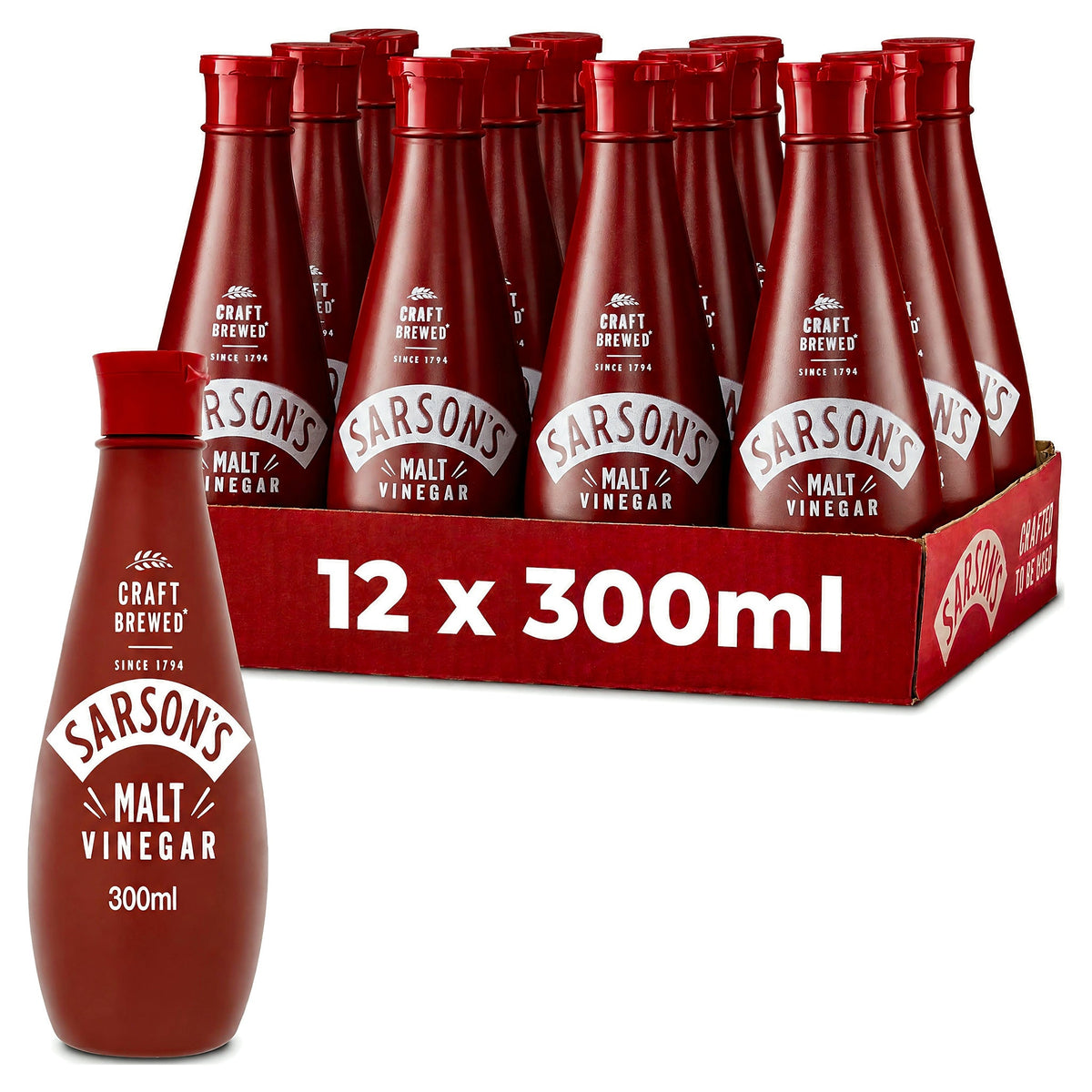 Sarson's Malt Vinegar Plastic Bottle 300ML (Case of 12)