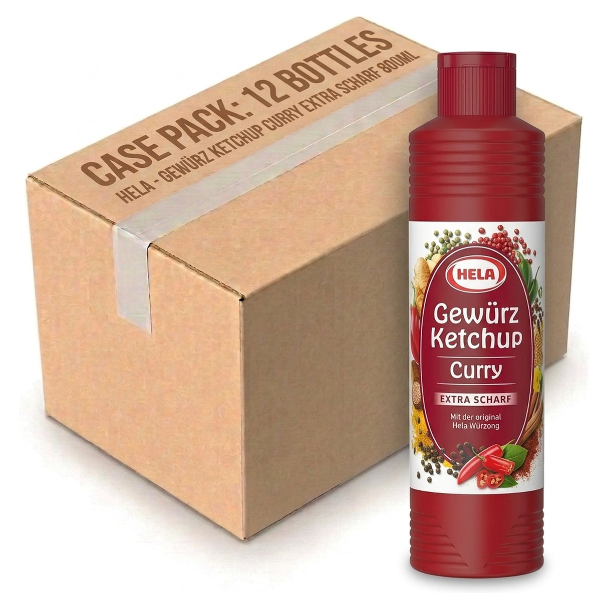 Hela Gewürz Ketchup Curry Extra Scharf 800ML (Case of 12)