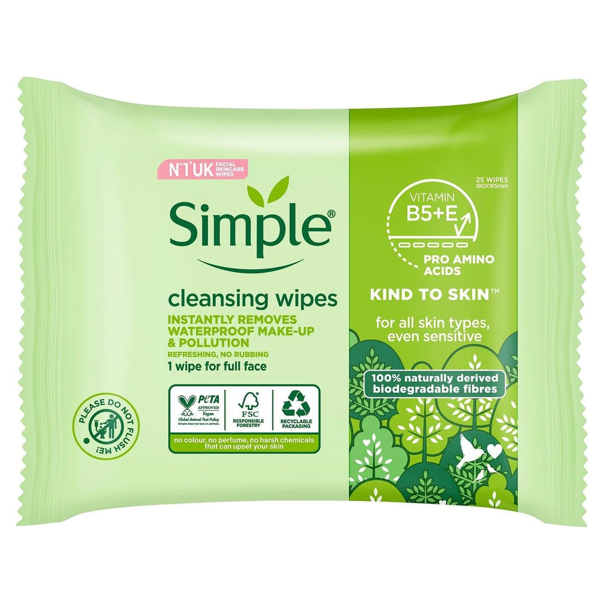 Simple Kind to Skin Facial Cleansing Wipes 25s