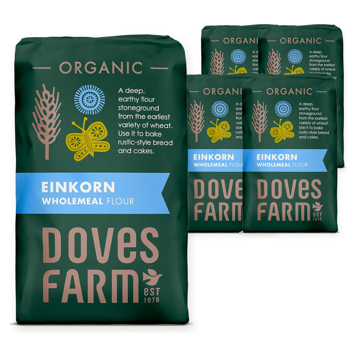 Doves Farm Organic Wholemeal Einkorn Flour 1KG (Case of 5) – case pack