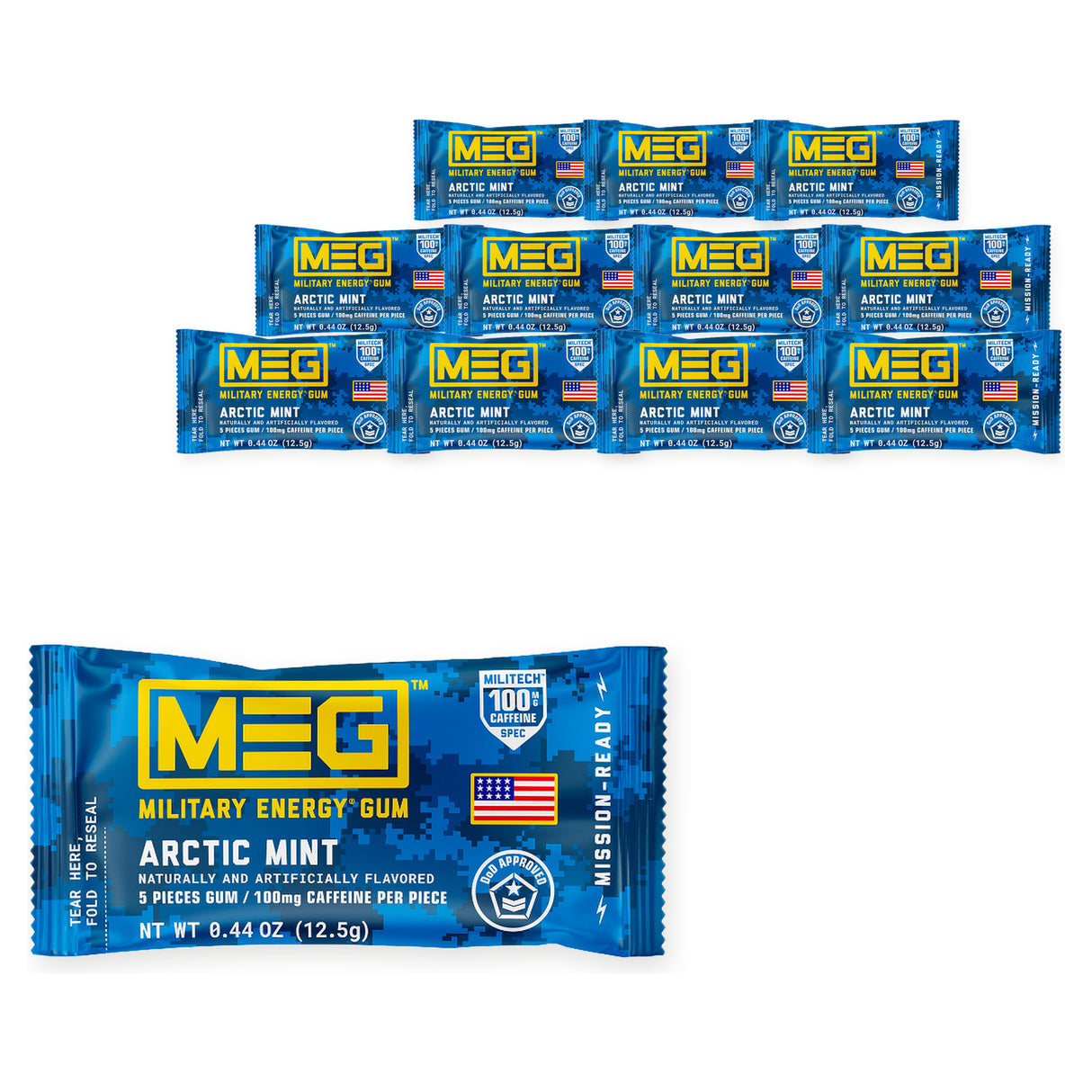 Military Energy Gum Pouch Arctic Mint 0.44oz (12.5g) (Case of 12) – case pack
