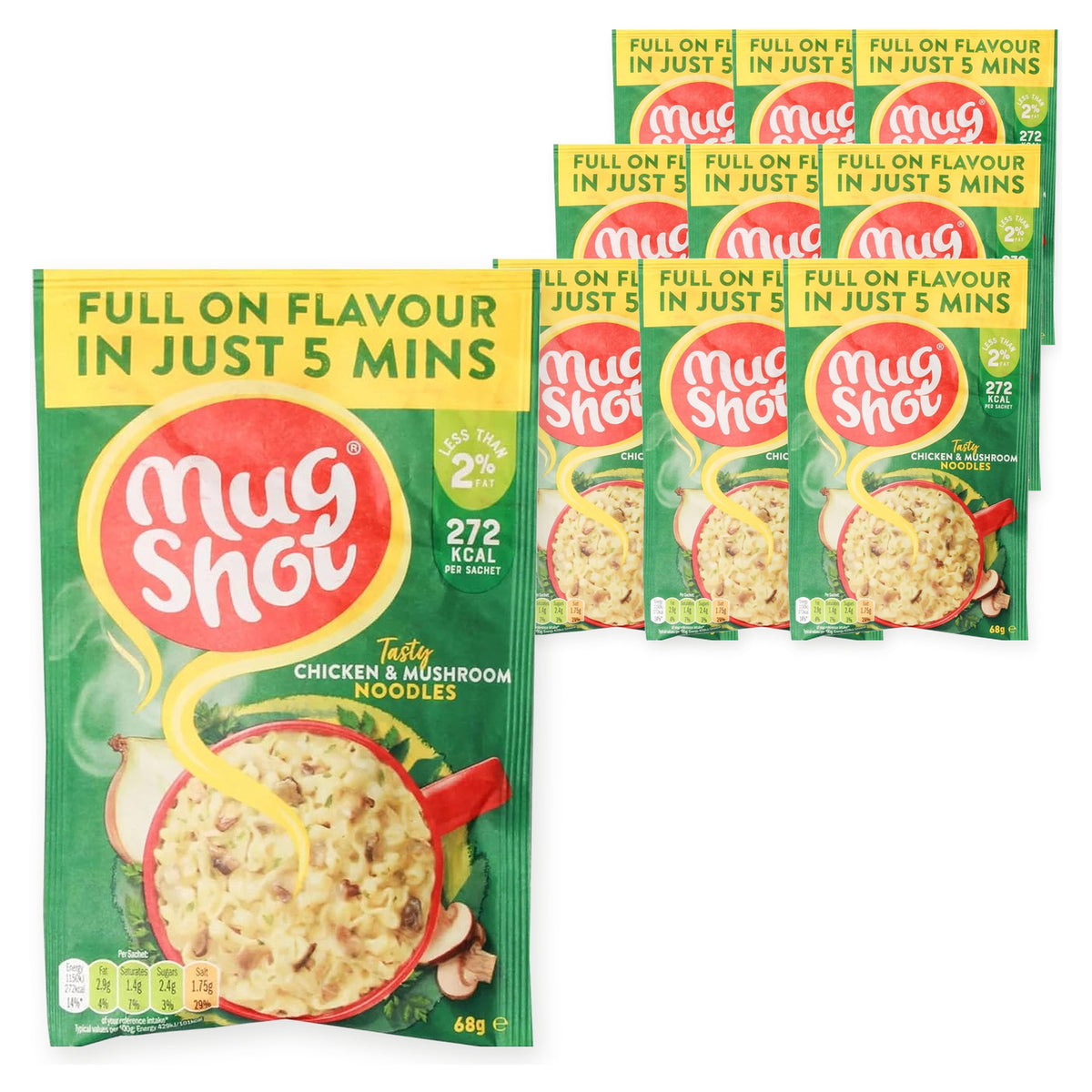 Mugshot Noodles Chicken & Mushroom 68G (Case of 10) – case pack