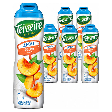 Teisseire Peach Syrup Cordial Sugarfree 60cl (Case of 6)