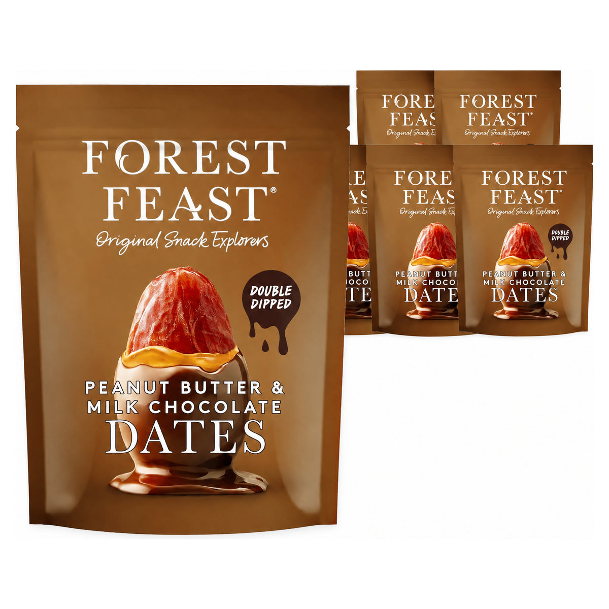 Forest Feast Belgian Milk Choc Peanut Butter Dates 140G (Case of 6)