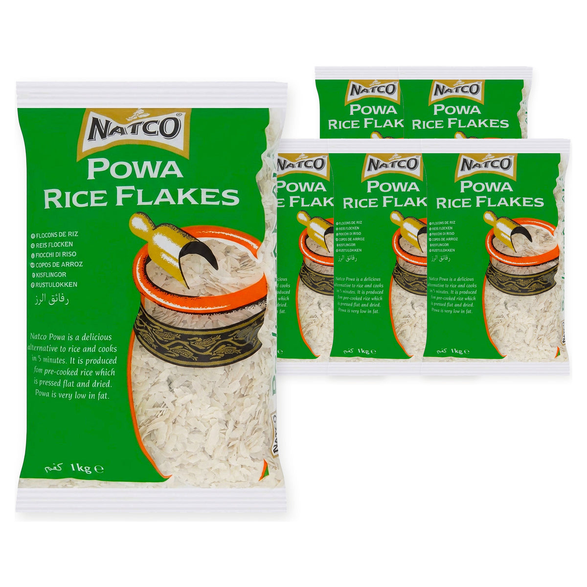 Natco Powa Medium Flaked Rice 1KG (Case of 6) – case pack