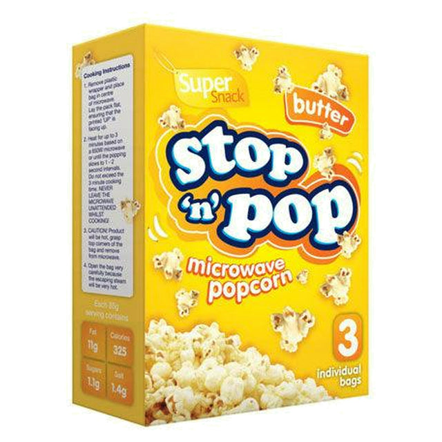 Stop N Pop Microwave Butter Popcorn 3 X 85G